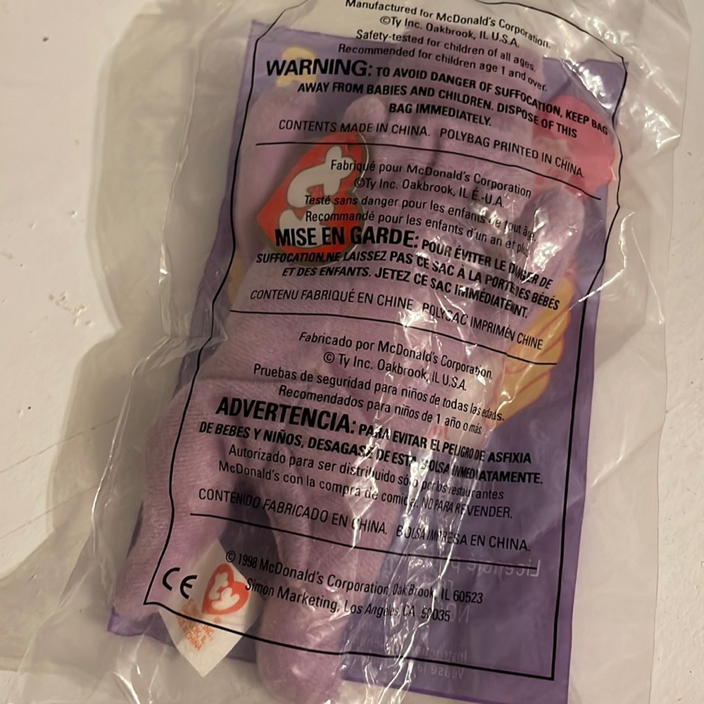 Rare 1995 Mcdonald's Ty Beanie Baby Hippo "Happy"